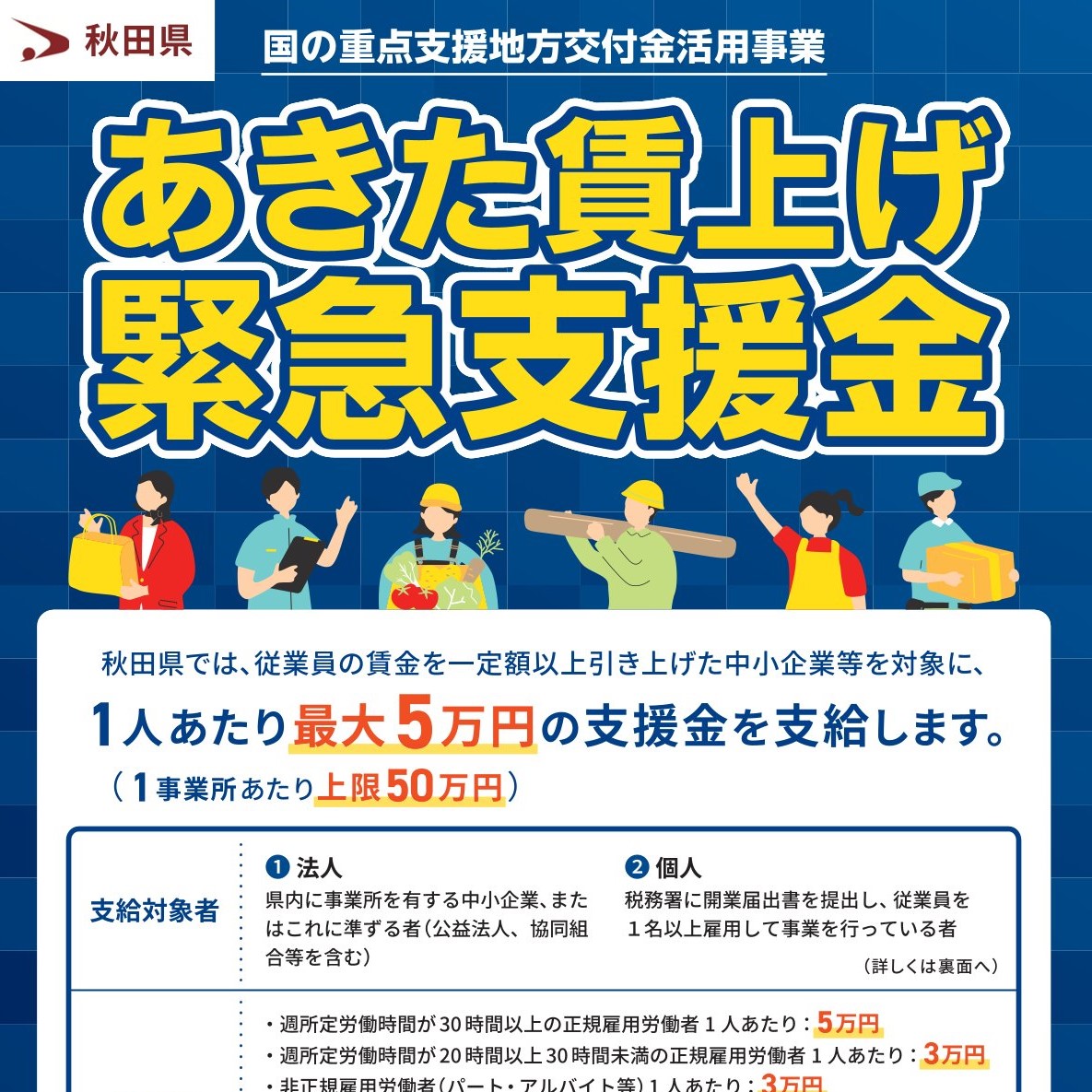 あきた賃上げ緊急支援金のお知らせ